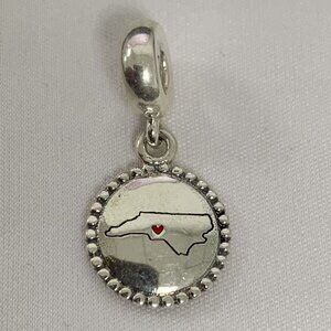 Pandora North Carolina Map Exclusive Charm, S925 Silver Jewelry